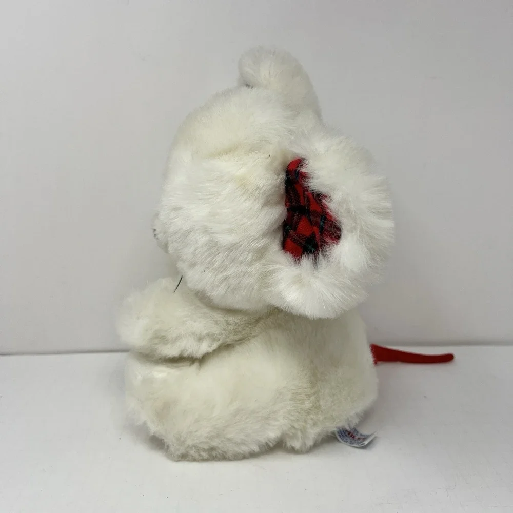 1991 White Mouse Plush 10 Inch Stuffed Animal Plaid Ears‎ World of Smile